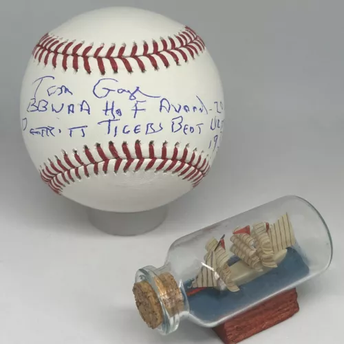 TOM GAGE SIGNED RAWLINGS OML BASEBALL JSA COA TIGERS INSCRIBED HOF SPINK A3355 COLLECTIBLE MEMORABILIA