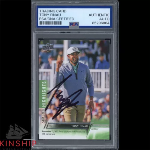 TONY FINAU SIGNED 2024 UPPER DECK TRADING CARD PSA DNA SLAB MASTERS GOLF C3239 COLLECTIBLE MEMORABILIA