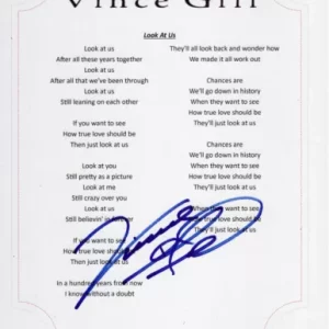VINCE GILL SIGNED LOOK AT US LYRIC SHEET