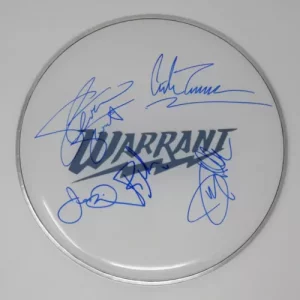 WARRANT (Group Band) Signed Autograph Auto 12" Drumhead Drum Head by 5 JSA
