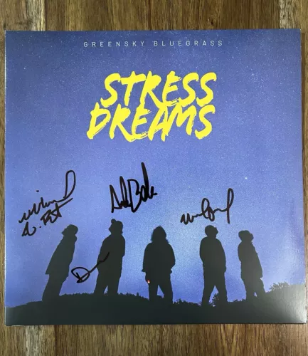 ‘GREENSKY BLUEGRASS’ BAND SIGNED VINYL ALBUM ‘STRESS DREAMS’ DAVE BRUZZA +3 COLLECTIBLE MEMORABILIA