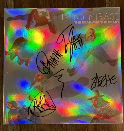 ‘THE HEAD AND THE HEART’ BAND SIGNED VINYL ALBUM ‘LIVING MIRAGE’ COLLECTIBLE MEMORABILIA