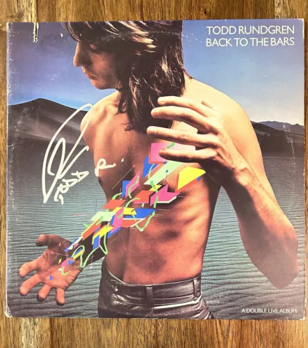 ‘TODD RUNDGREN’ SIGNED VINYL ALBUM ‘BACK TO THE BARS’ AUTOGRAPH COLLECTIBLE MEMORABILIA