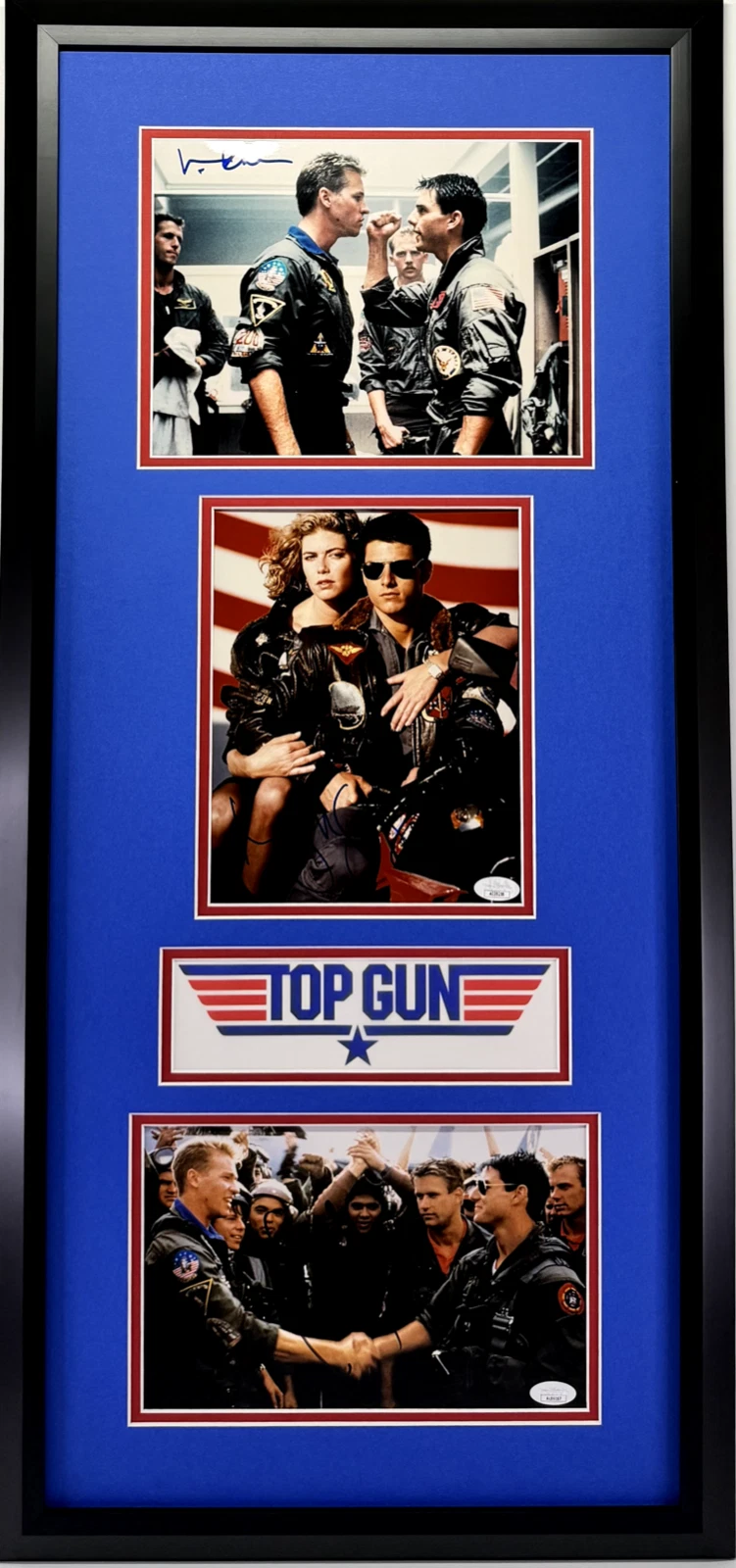 TOP GUN TOM CRUISE VAL KILMER KELLY McGILLIS Signed Framed Photo JSA ACOA