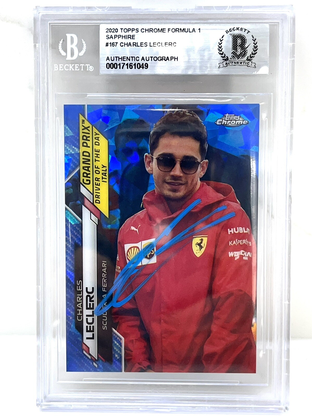 Charles Leclerc Signed 2020 Topps Chrome Saphire Card F1 Beckett Slab 2