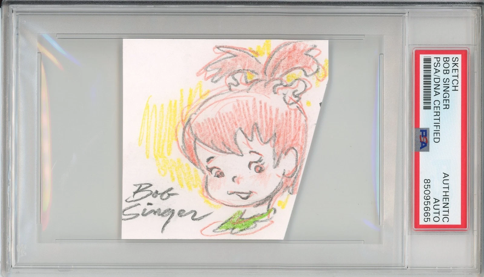 THE FLINTSTONES PEBBLES ORIGINAL COLOR DRAWING CUT SIGNED BOB SINGER PSA DNA COA COLLECTIBLE MEMORABILIA