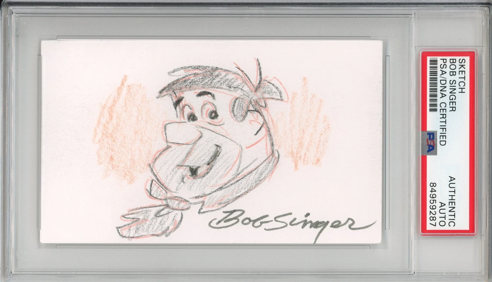 FRED FLINTSTONE ORIGINAL COLOR SKETCH SIGNED BOB SINGER PSA DNA COA FLINTSTONES COLLECTIBLE MEMORABILIA