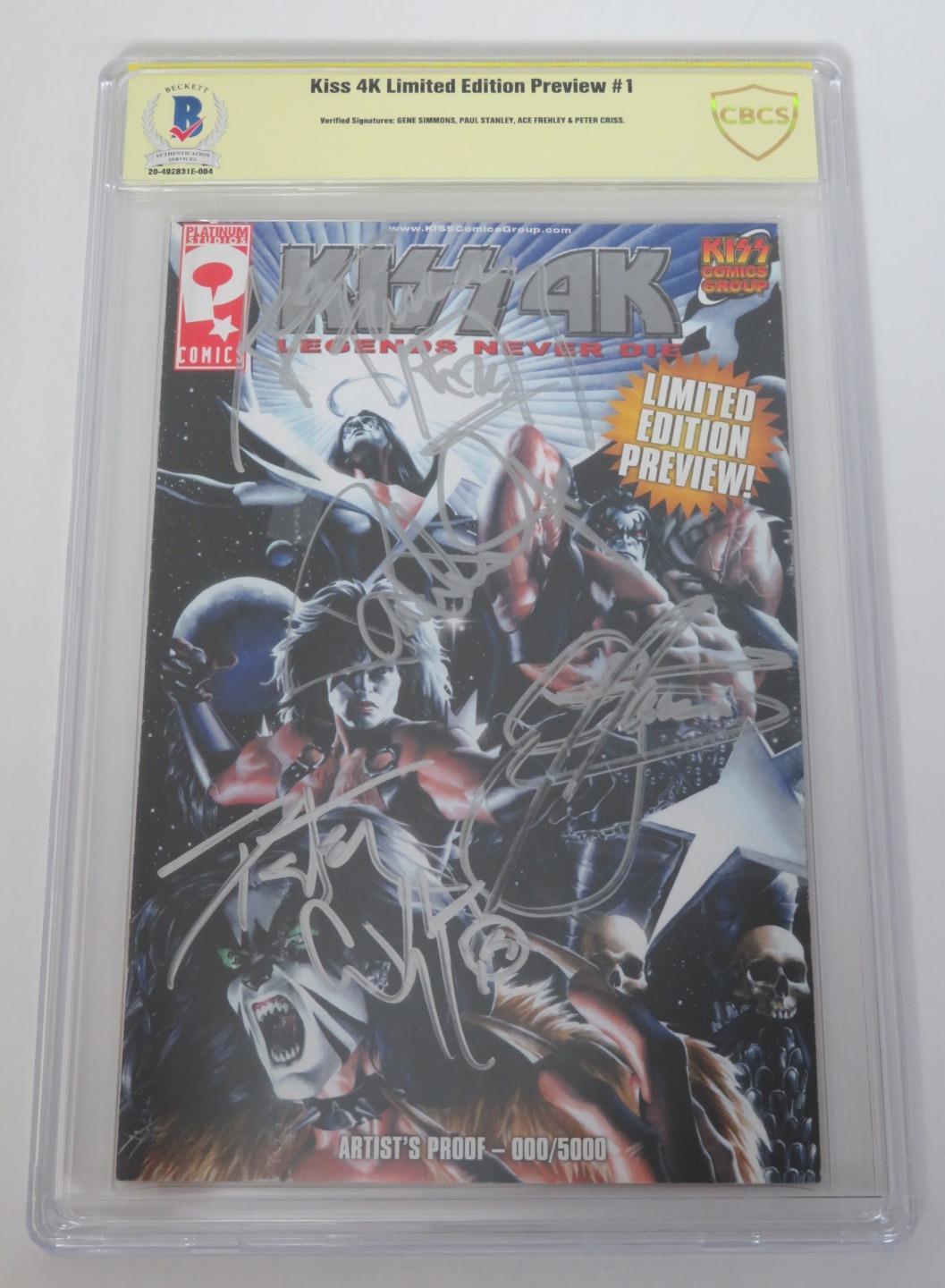 KISS Signed Autograph Auto KISS Comic Book by 4 Paul Stanley, Gene+ Slab BAS JSA