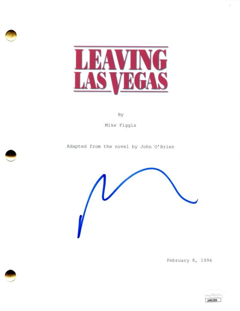 Nicolas Cage Signed Autograph Leaving Las Vegas Movie Script Screenplay JSA COA