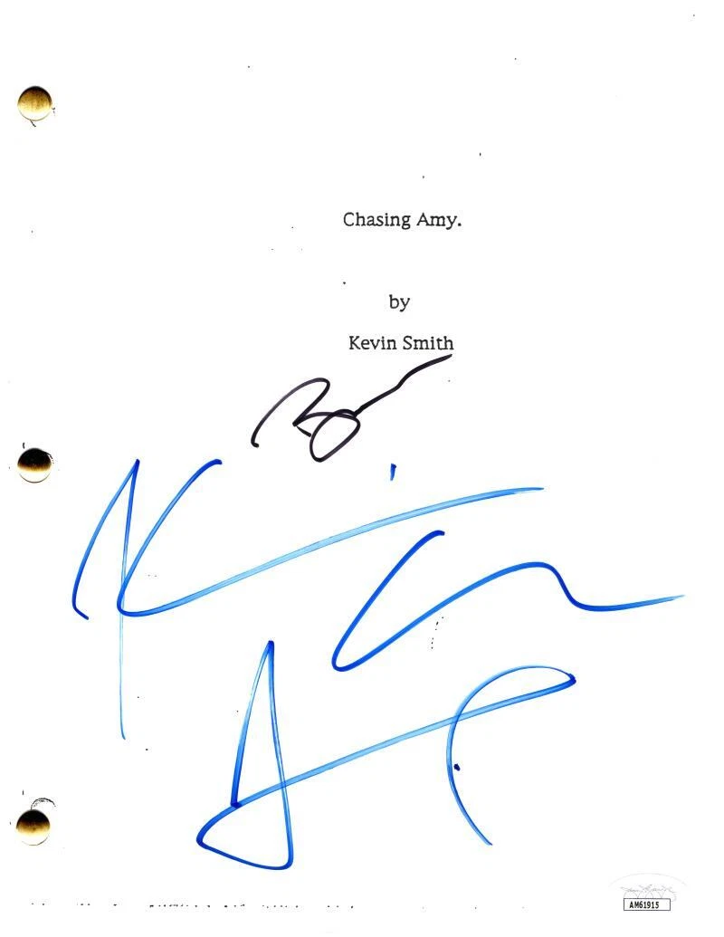 Kevin Smith & Ben Affleck & Casey Signed Autograph Chasing Amy Movie Script JSA
