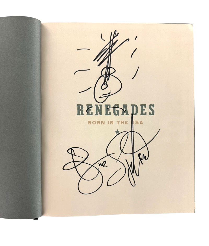 Bruce Springsteen Signed Autograph Renegades Book w/ Art Guitar Sketch JSA COA