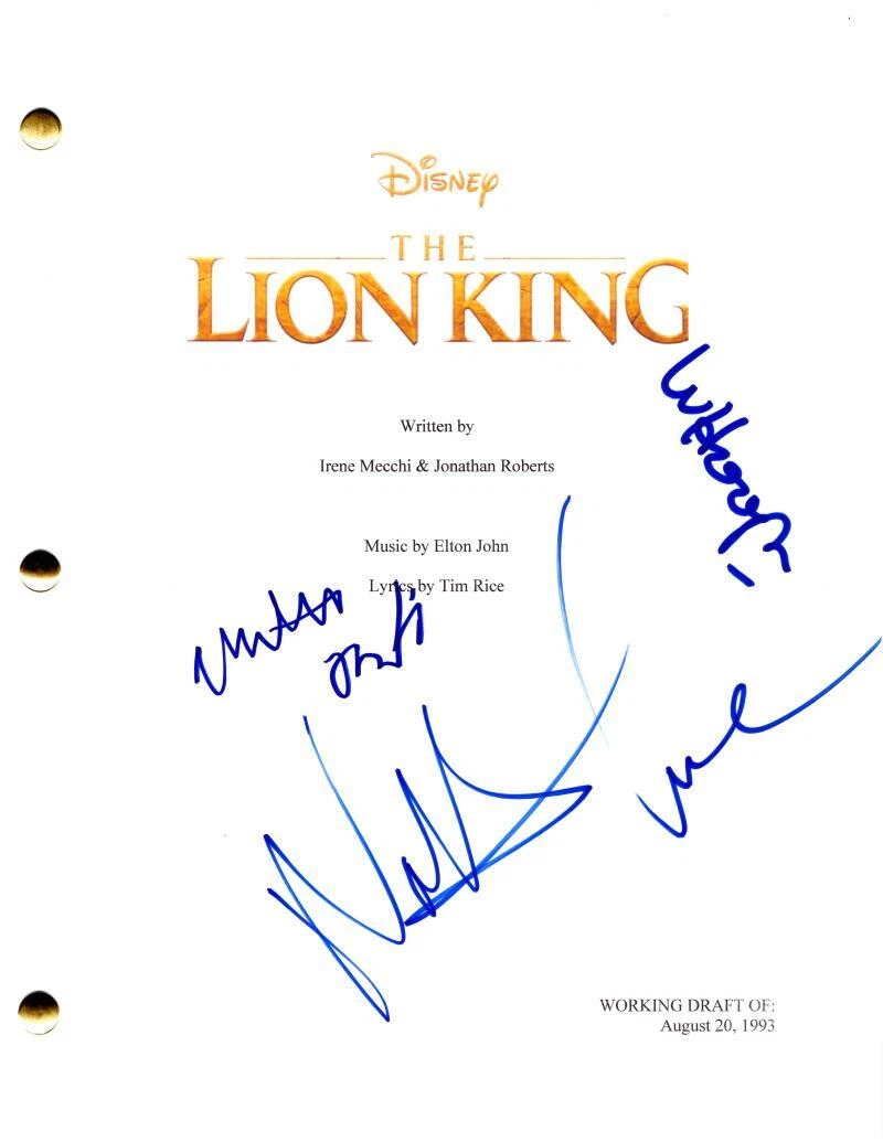 Nathan Lane Matthew Broderick Whoopi Goldberg Signed Autograph Lion King Script
