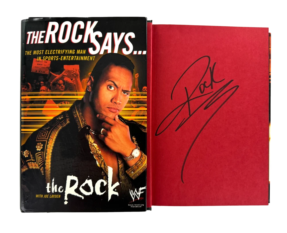 Dwayne Johnson Signed Autograph The Rock Says Book - WWE WWF Superstar JSA COA