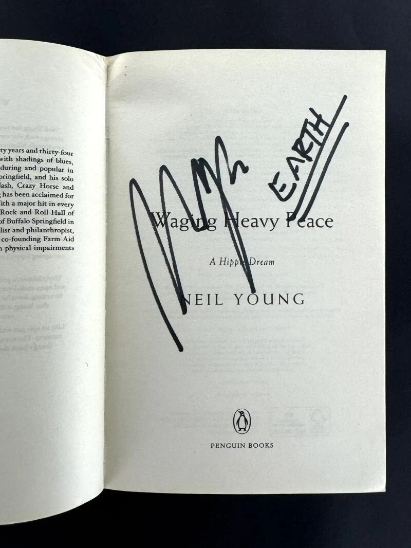Neil Young Signed Autograph Waging Heavy Peace Book - CSNY Crosby Still Nash BAS