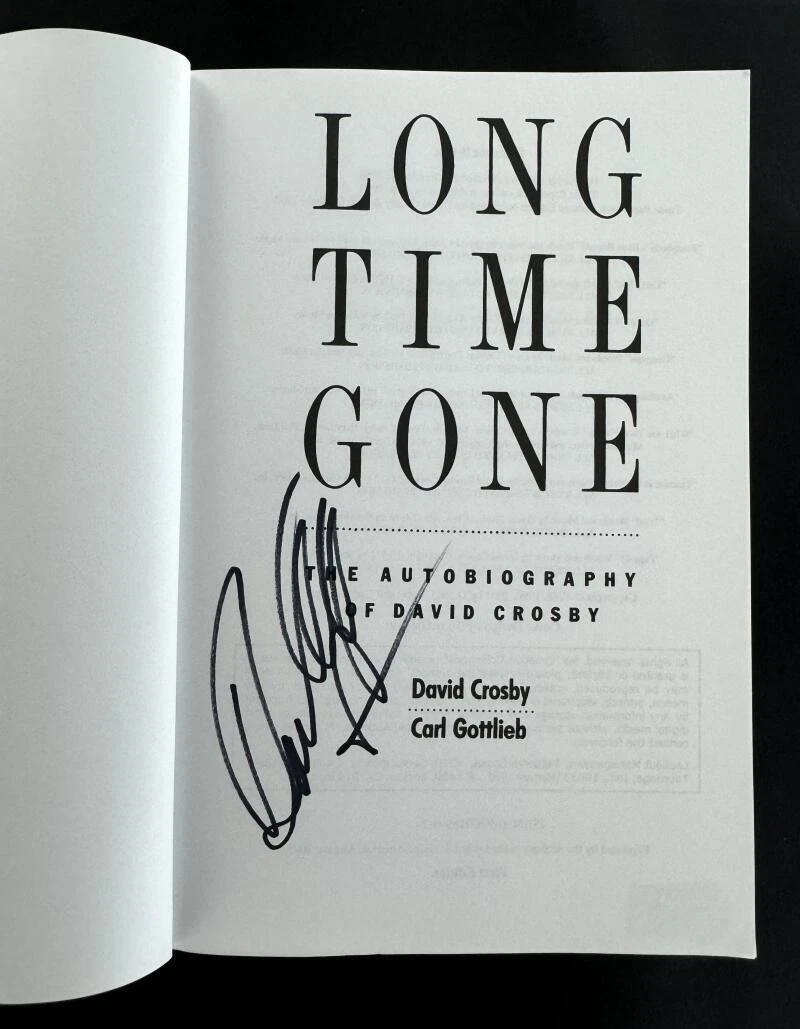 David Crosby Signed Autograph Long Time Gone Book - CSNY The Byrds Beckett COA