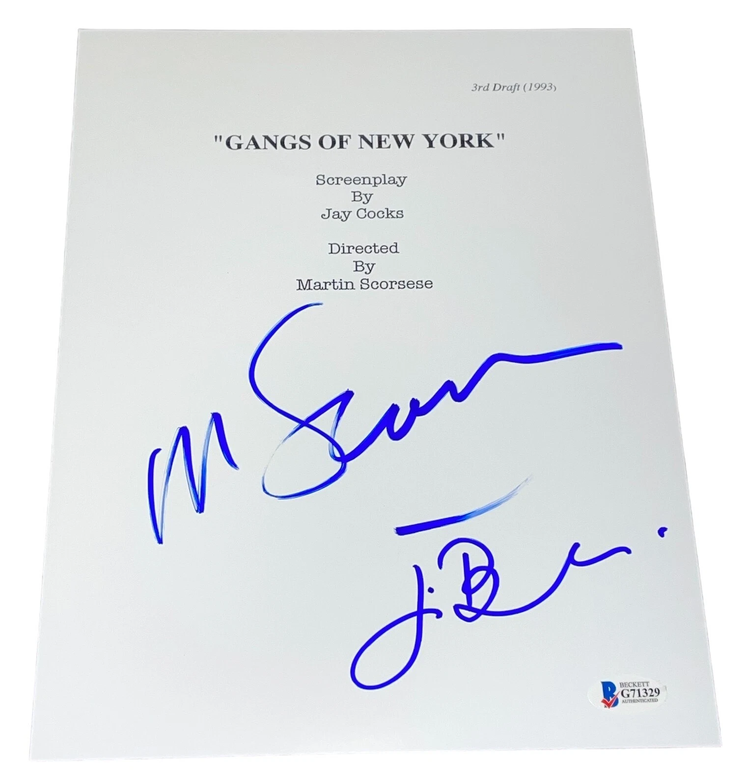 Martin Scorsese Jim Broadbent Signed Gangs of New York Script Screenplay BAS NY