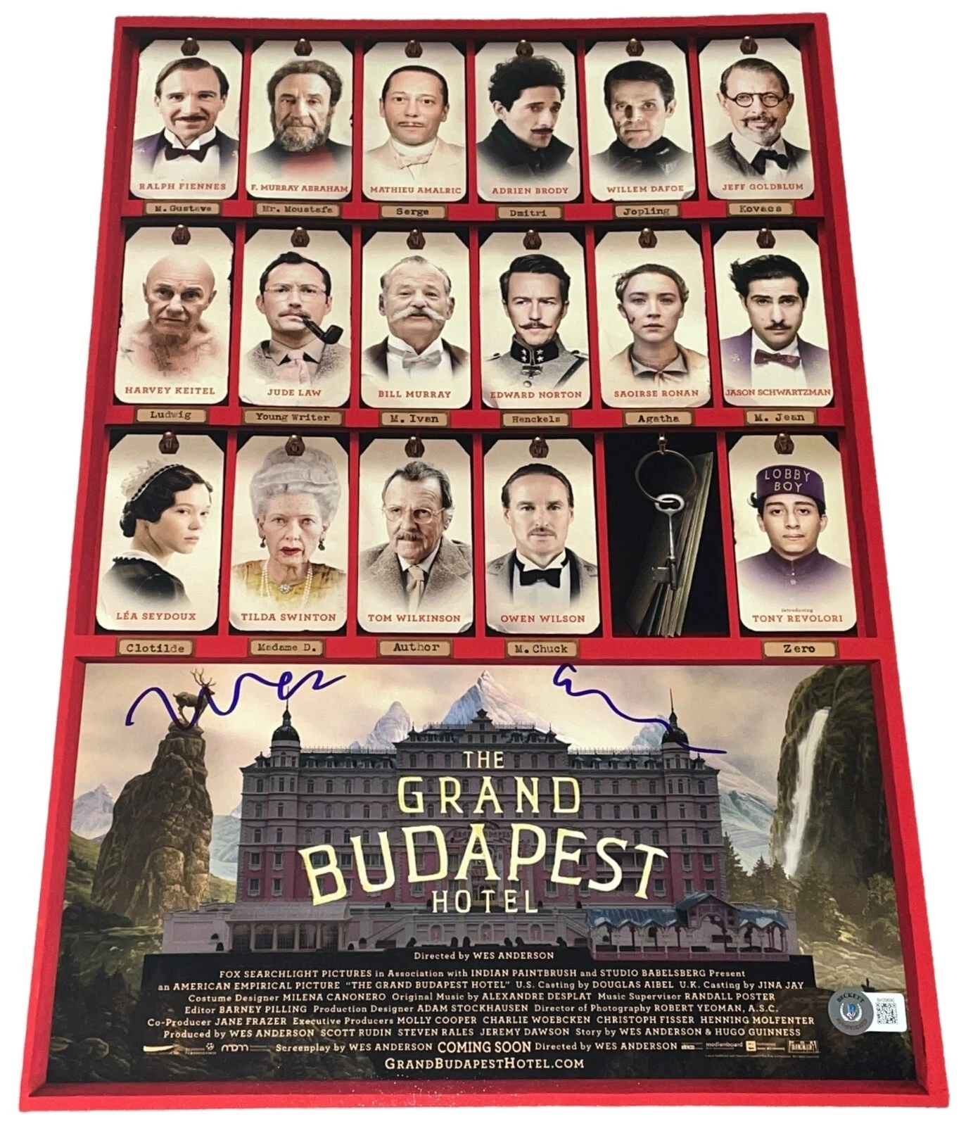 Wes Anderson Signed Autograph Grand Budapest Hotel 12x18 Photo Poster Beckett NY