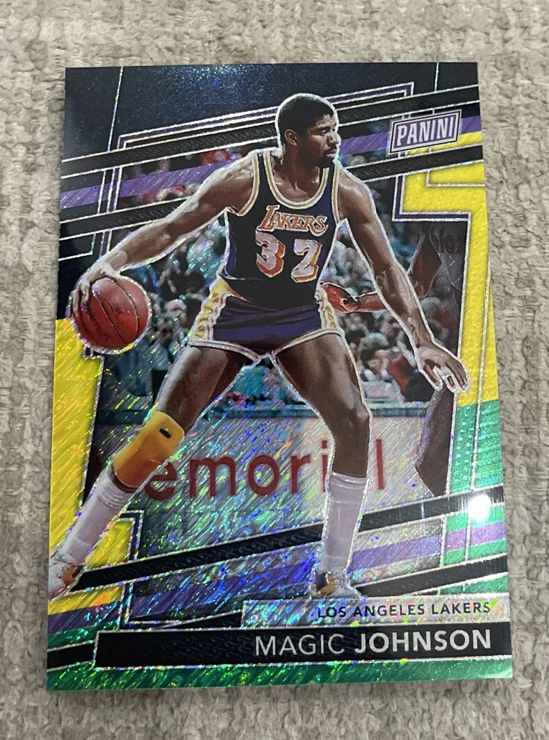 MAGIC JOHNSON 2024 PANINI NATIONAL BLACK YELLOW GREEN SHIMMER SP 34/44 LAKERS