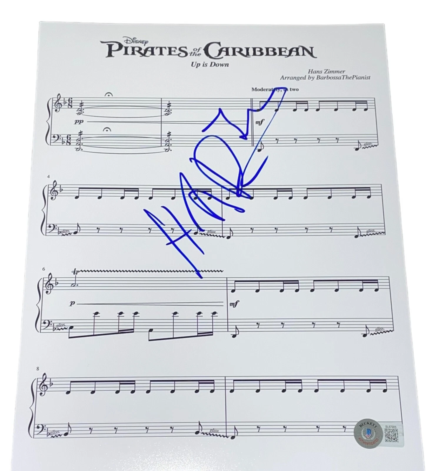 Hans Zimmer Signed Auto Sheet Music 