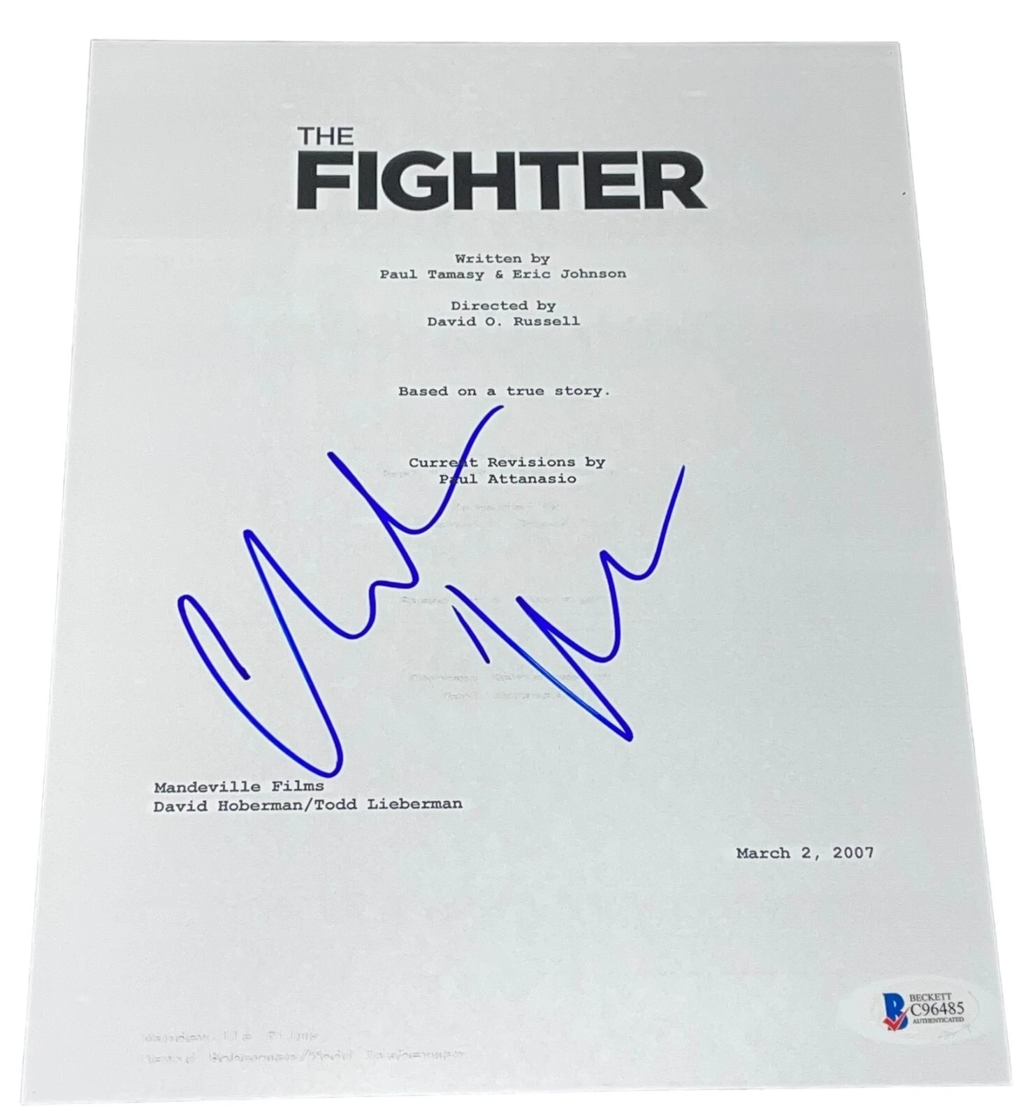 Christian Bale Signed Autograph The Fighter Full Script Screenplay Beckett BAS