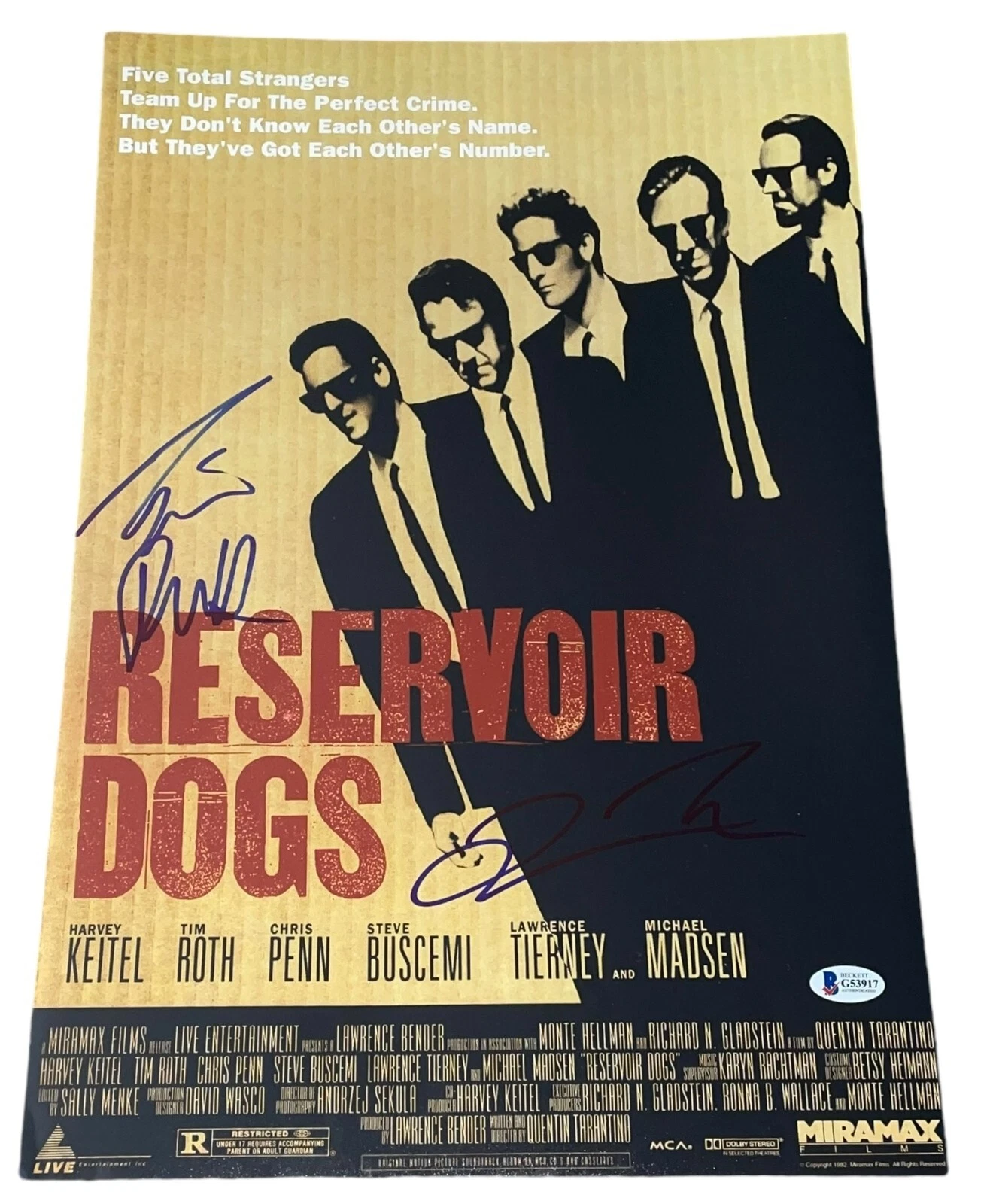 Quentin Tarantino Tim Roth Signed Autograph 12x18 Poster Reservoir Dogs BAS NY A