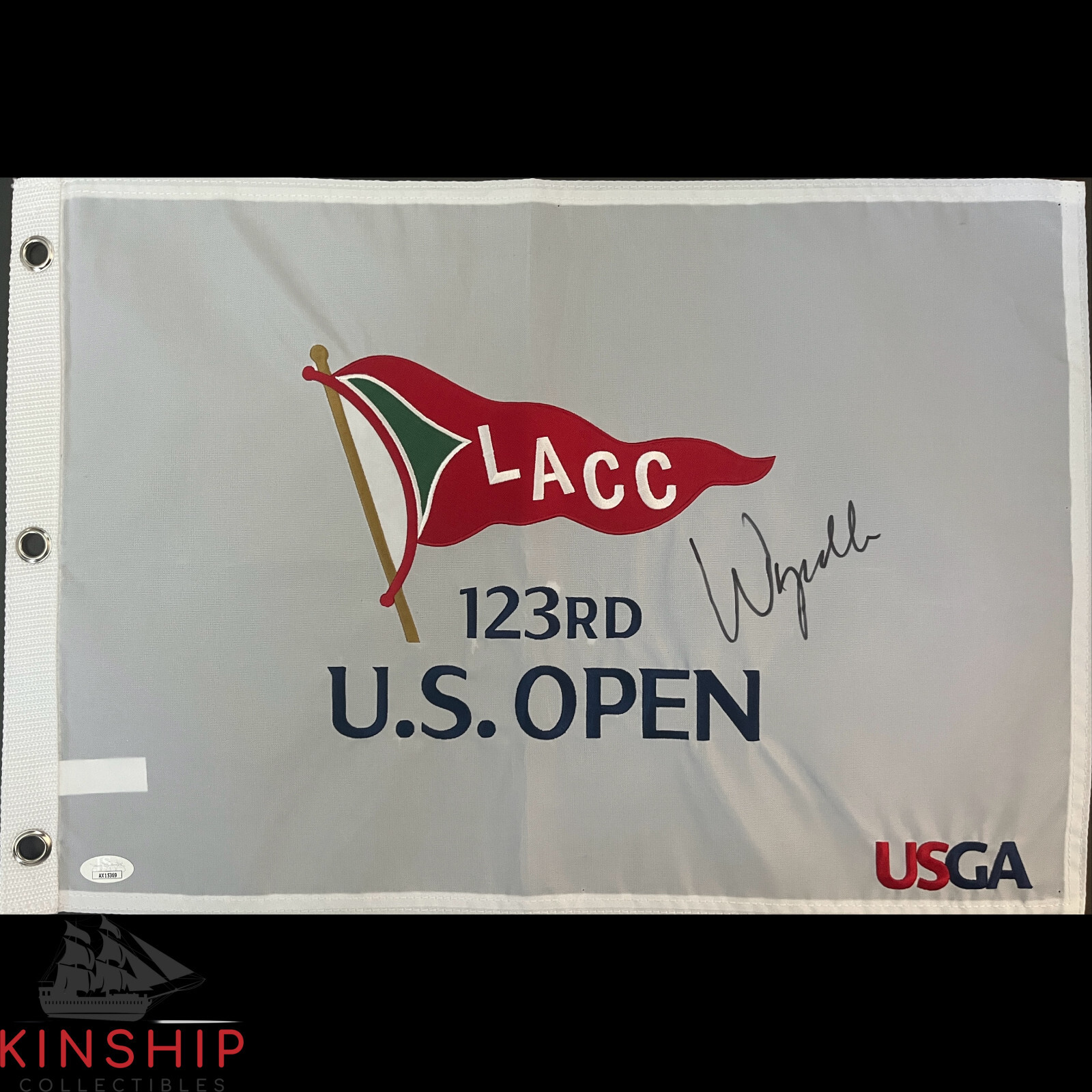 WYNDHAM CLARK SIGNED 2023 US OPEN GOLF FLAG JSA COA AUTO 123RD LACC AUTO G101 COLLECTIBLE MEMORABILIA