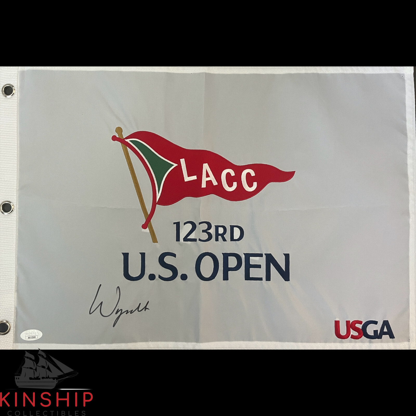 WYNDHAM CLARK SIGNED 2023 US OPEN GOLF FLAG JSA COA AUTO 123RD LACC AUTO G102 COLLECTIBLE MEMORABILIA