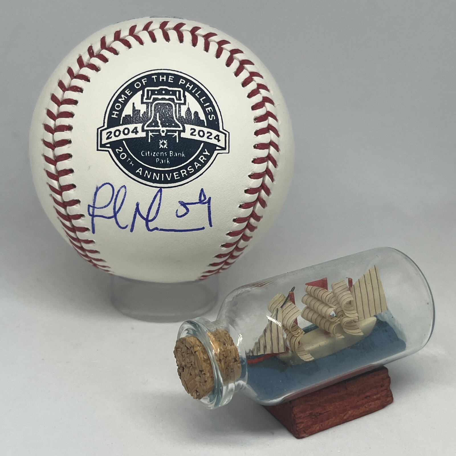 Rob Thompson signed Rawlings Citizens Bank Park Logo Baseball JSA Phillies A3433
