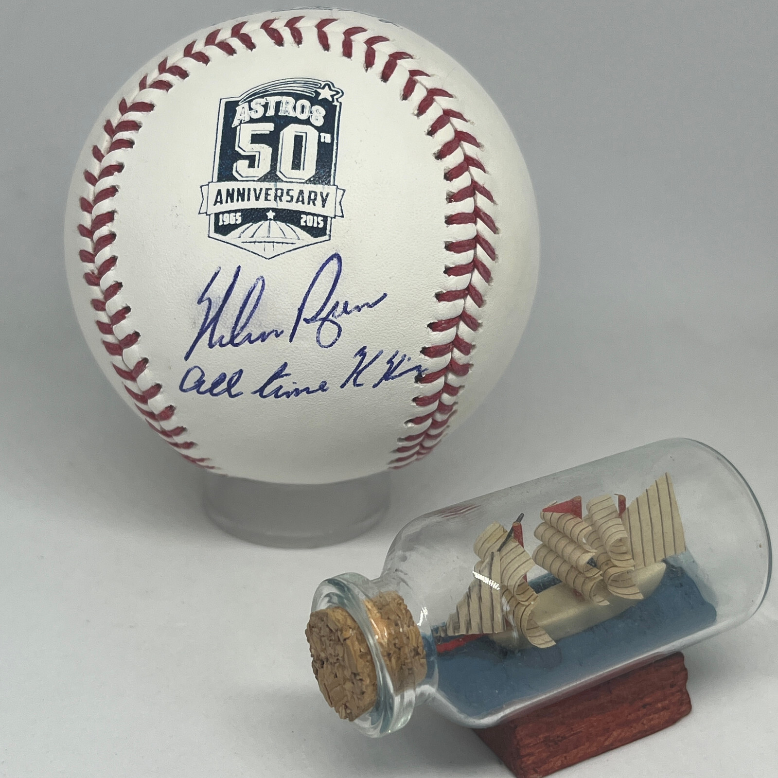 Nolan Ryan signed Rawlings Astros 50th Ann Logo Baseball JSA COA Inscribed A3417