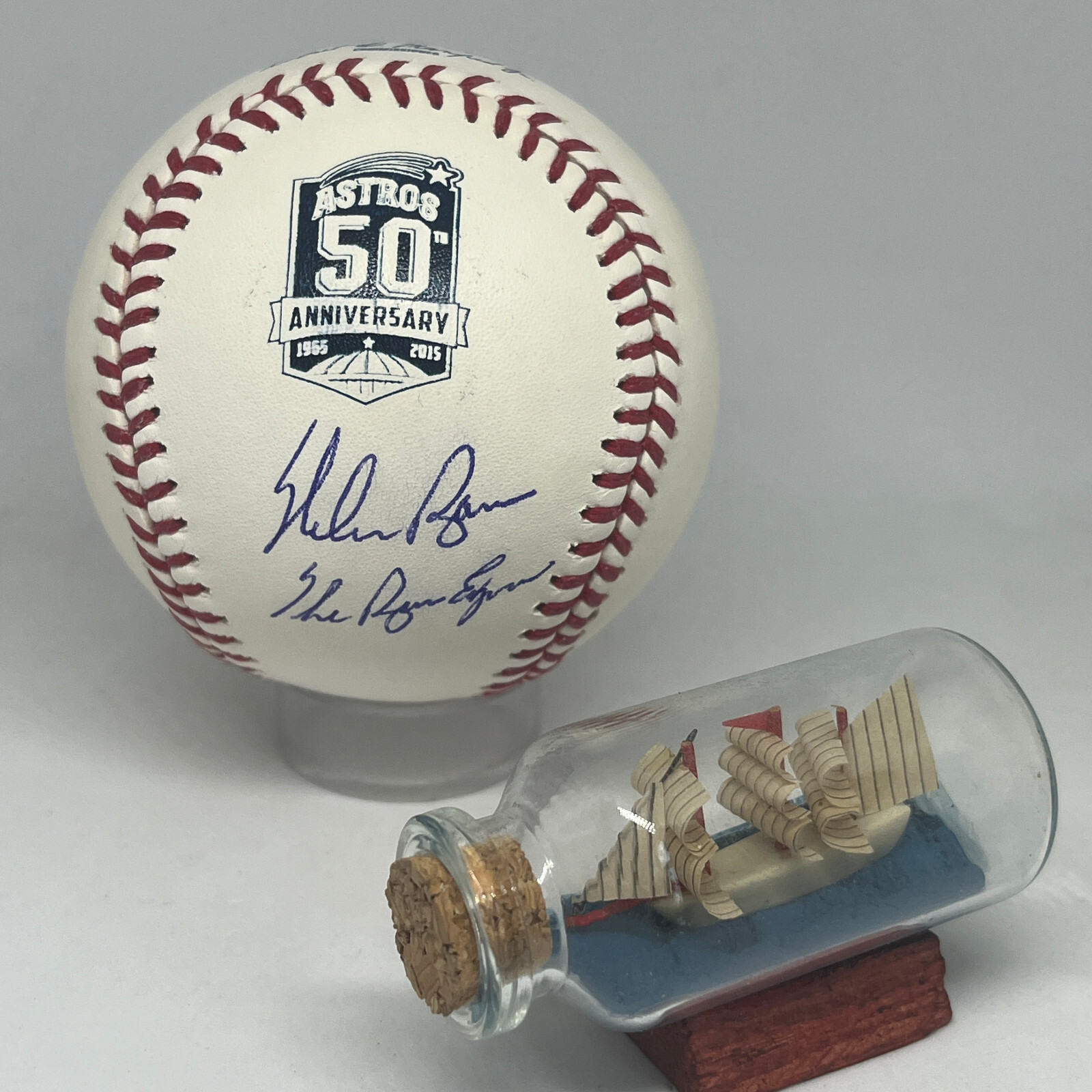 Nolan Ryan signed Rawlings Astros 50th Ann Logo Baseball JSA COA Inscribed A3418