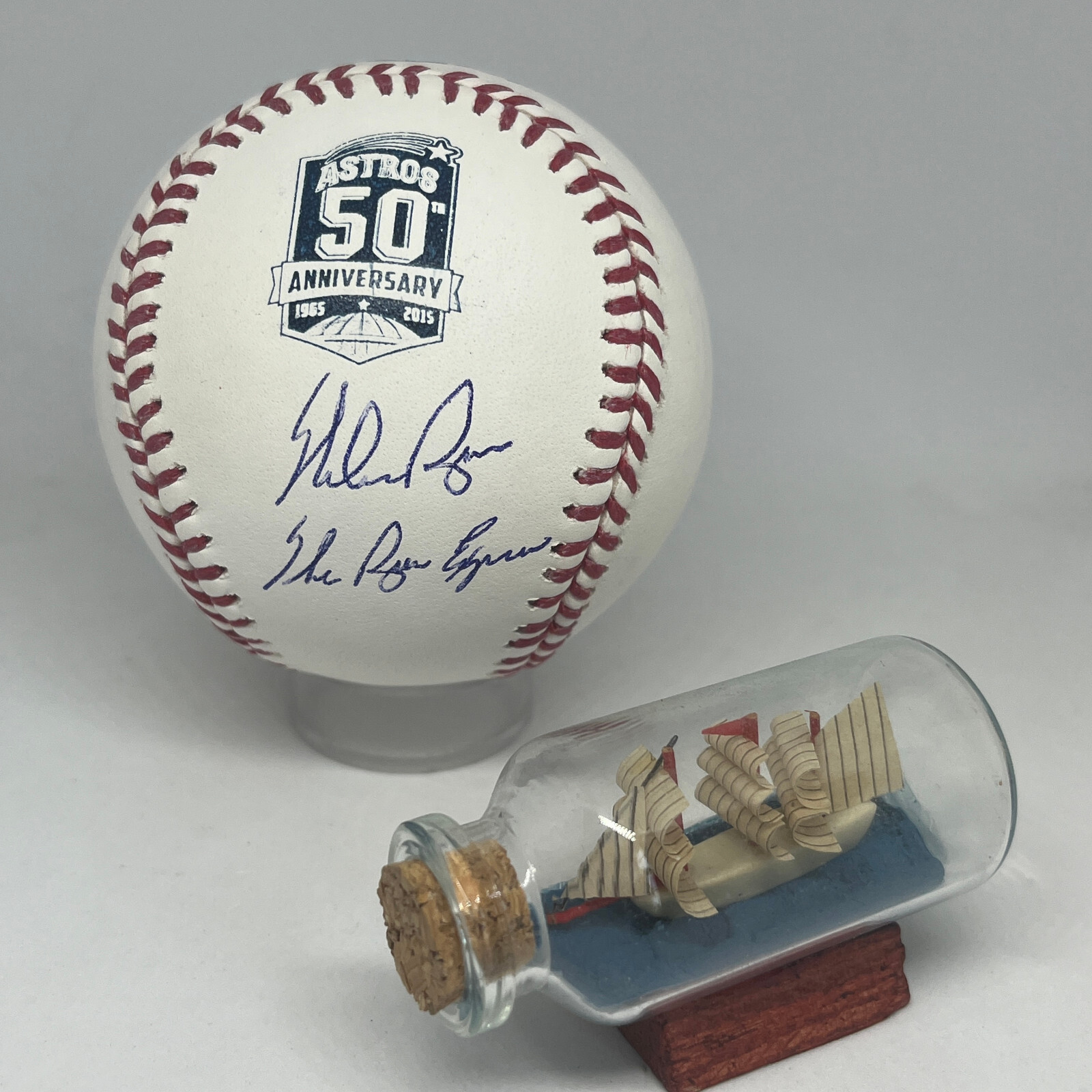 Nolan Ryan signed Rawlings Astros 50th Ann Logo Baseball JSA COA Inscribed A3421