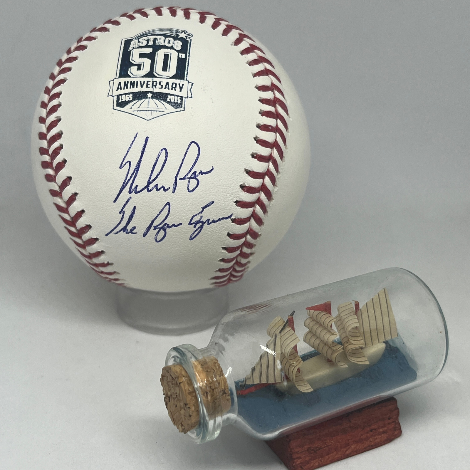 Nolan Ryan signed Rawlings Astros 50th Ann Logo Baseball JSA COA Inscribed A3425