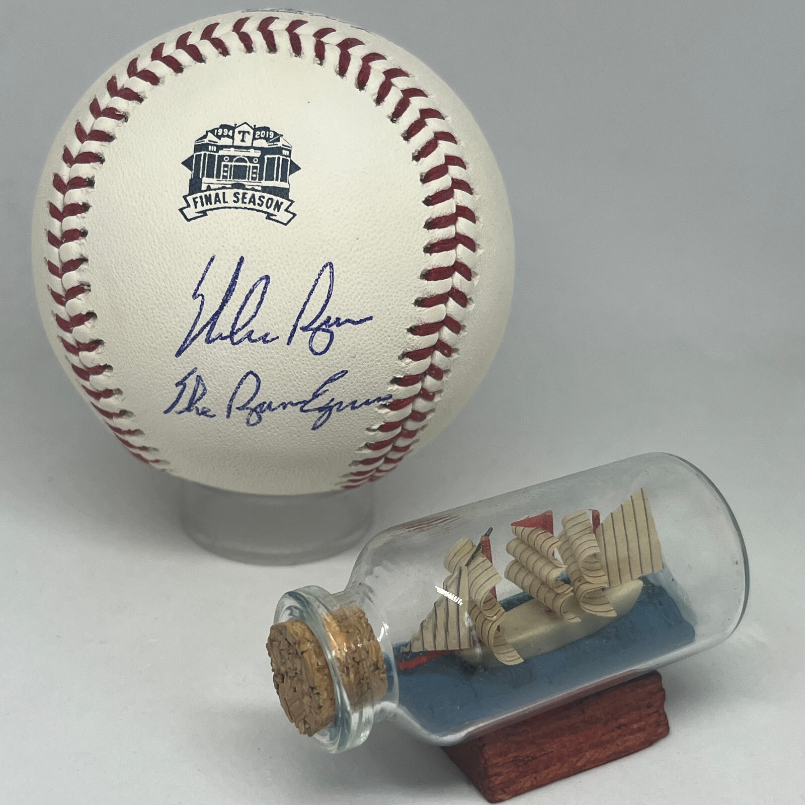 Nolan Ryan signed Rawlings Texas Rangers Logo Baseball JSA COA Inscribed A3415