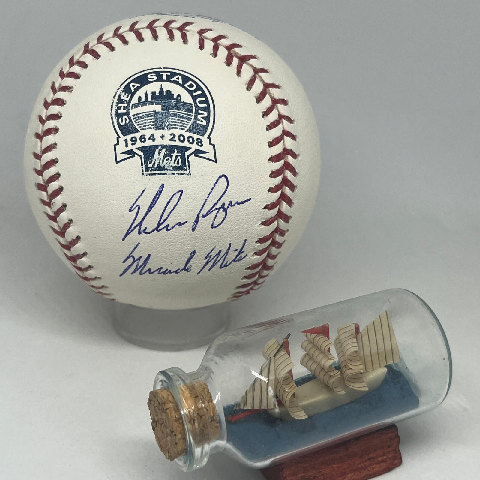 Nolan Ryan signed Rawlings Shea Stadium Logo Baseball JSA Mets Inscribed A3416