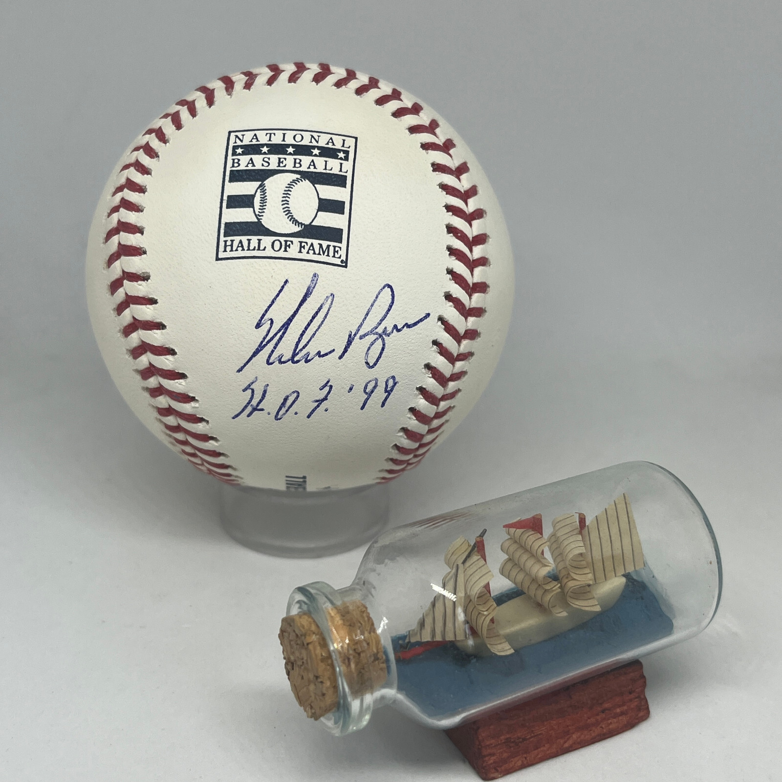 Nolan Ryan signed Rawlings HOF Logo Baseball JSA COA Inscribed Auto A3422