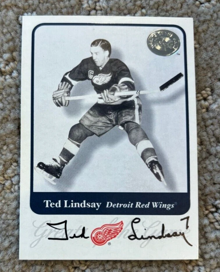2001-02 Fleer Greats of the Game Ted Lindsay signed autographed card #74