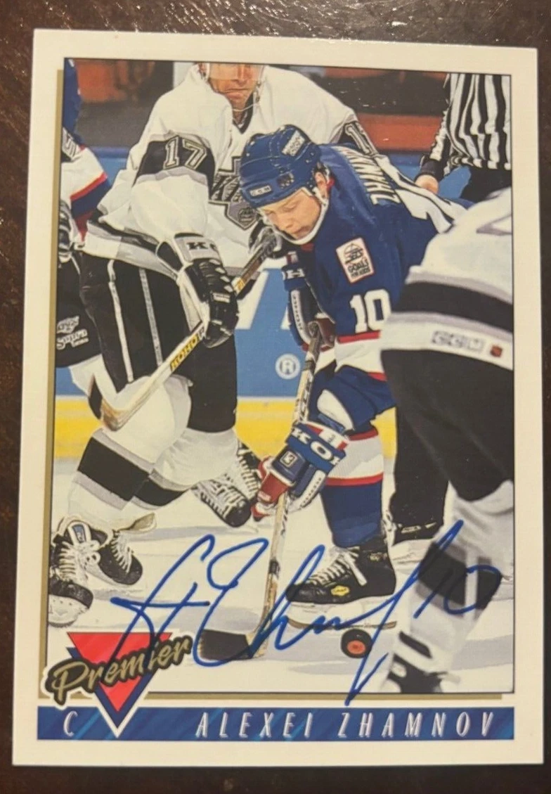 1993-94 Topps Premier Alexei Zhamnov signed autographed card #420 Winnipeg Jets