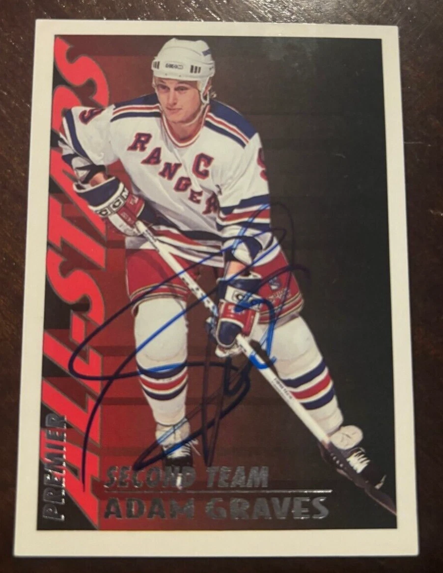 1994-95 Topps/OPC Premier Rangers Card #128 Adam Graves signed autographed