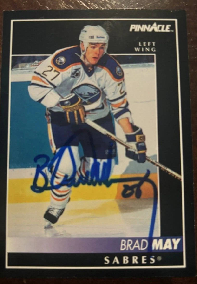 Brad May Buffalo Sabres 1992 Pinnacle #197 NHL signed autographed Hockey Card
