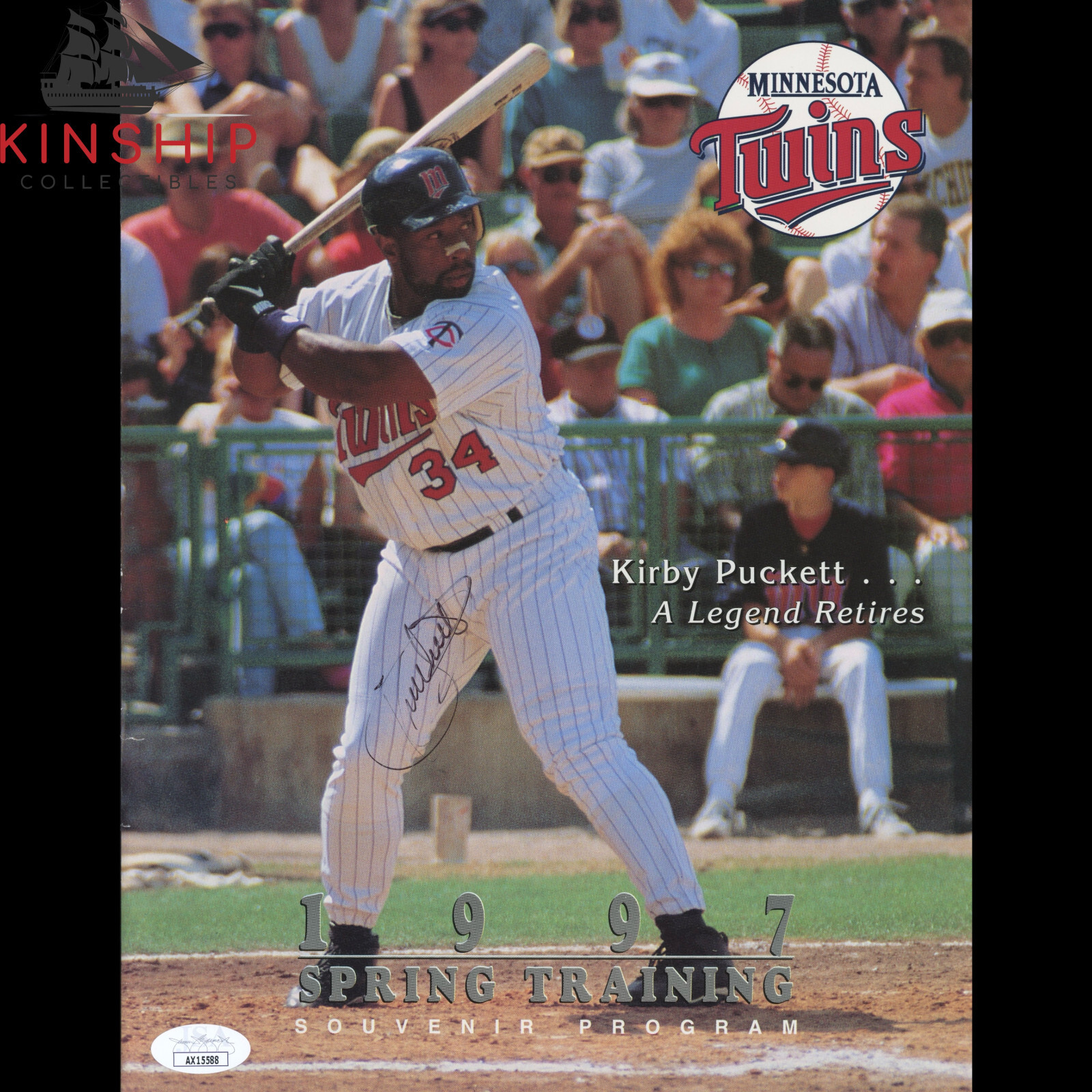 Kirby Puckett signed Retirement Program JSA COA Twins HOF Auto Rare E241