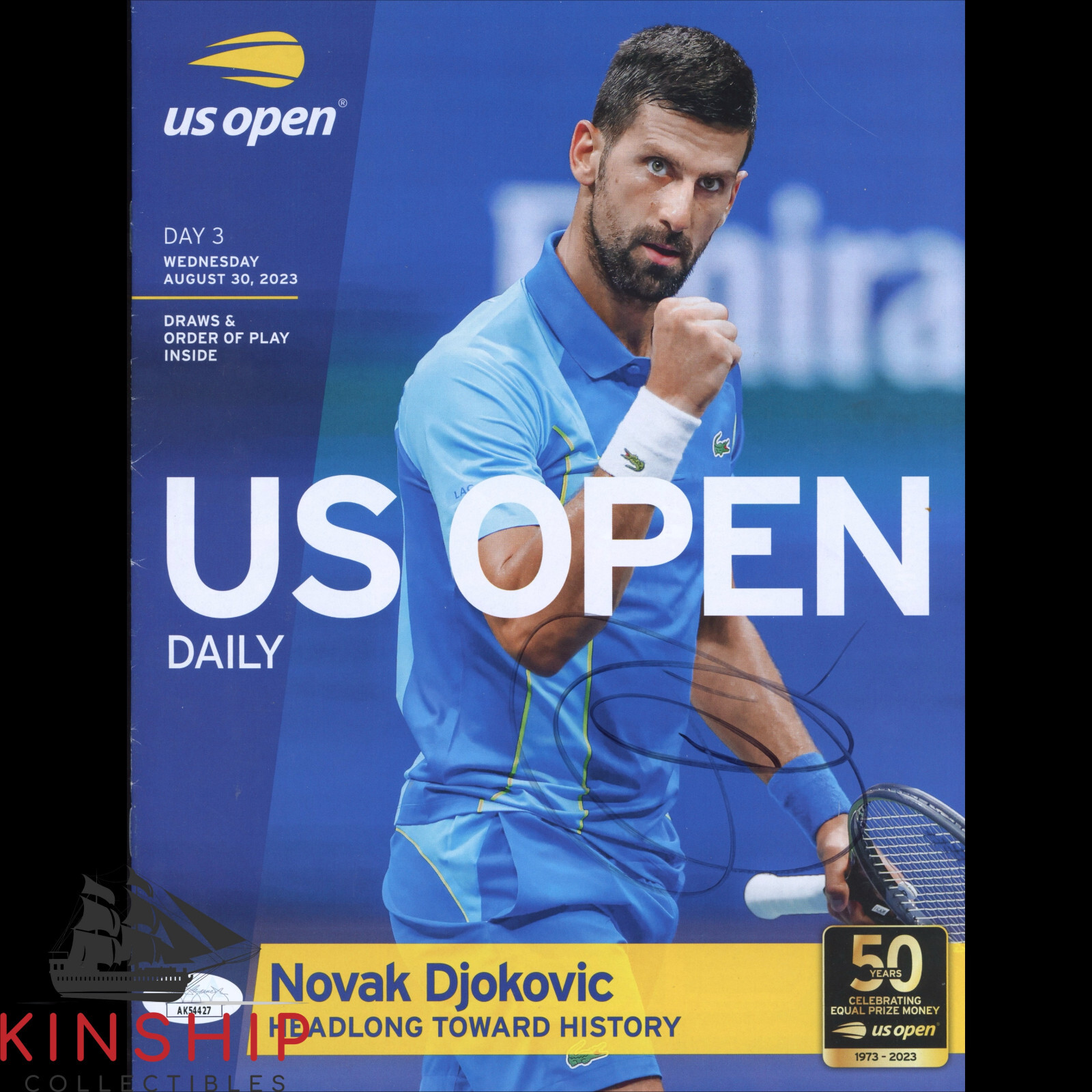 Novak Djokovic signed US Open Program JSA COA Tennis Star Auto Rare E242
