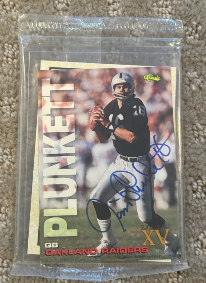 JIM PLUNKETT SIGNED AUTOGRAPHED 1995 CLASSIC CARD SEALED SP RAIDERS COA SP7