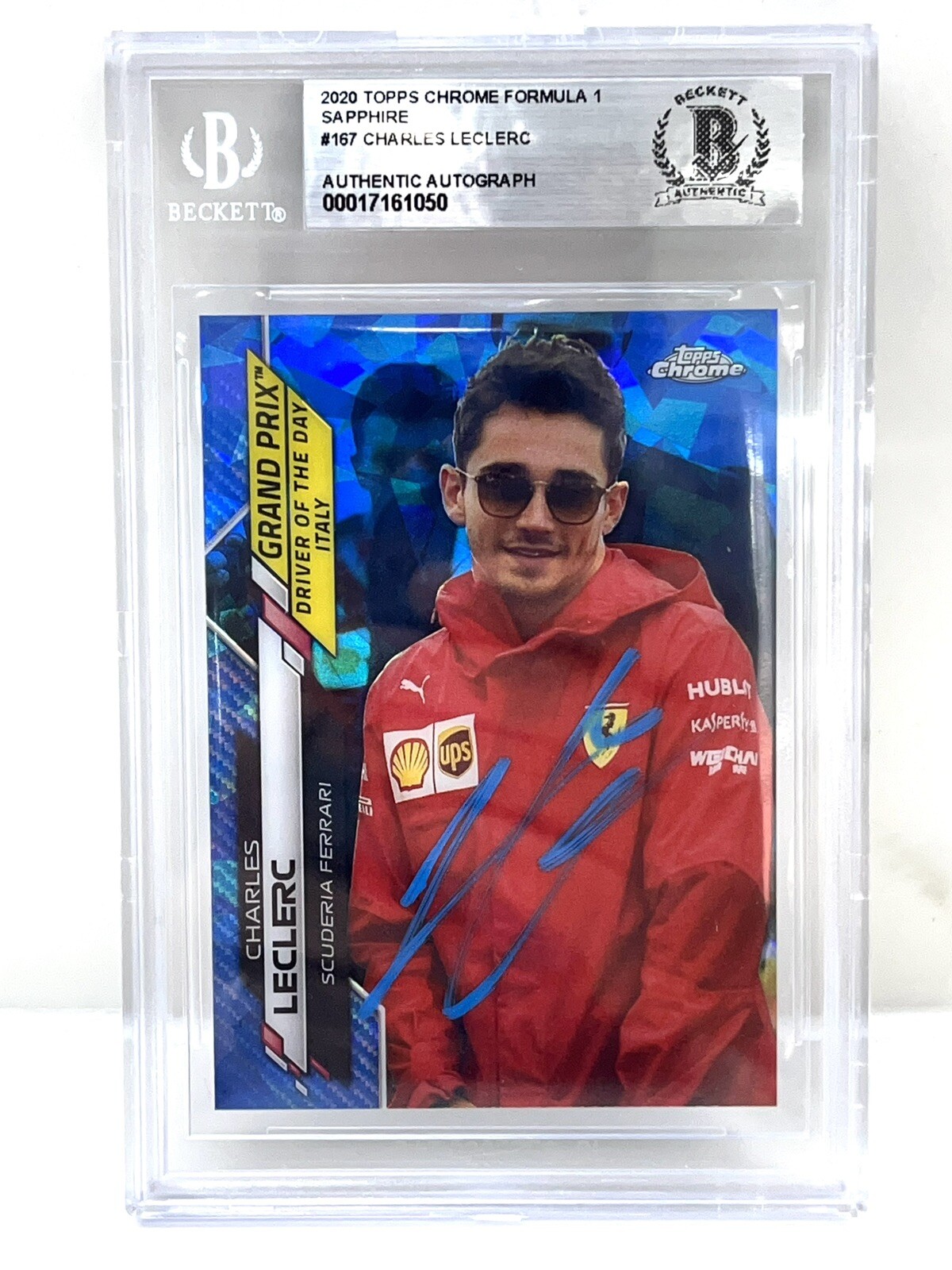 Charles Leclerc Signed 2020 Topps Chrome Saphire Card F1 Beckett Slab 1