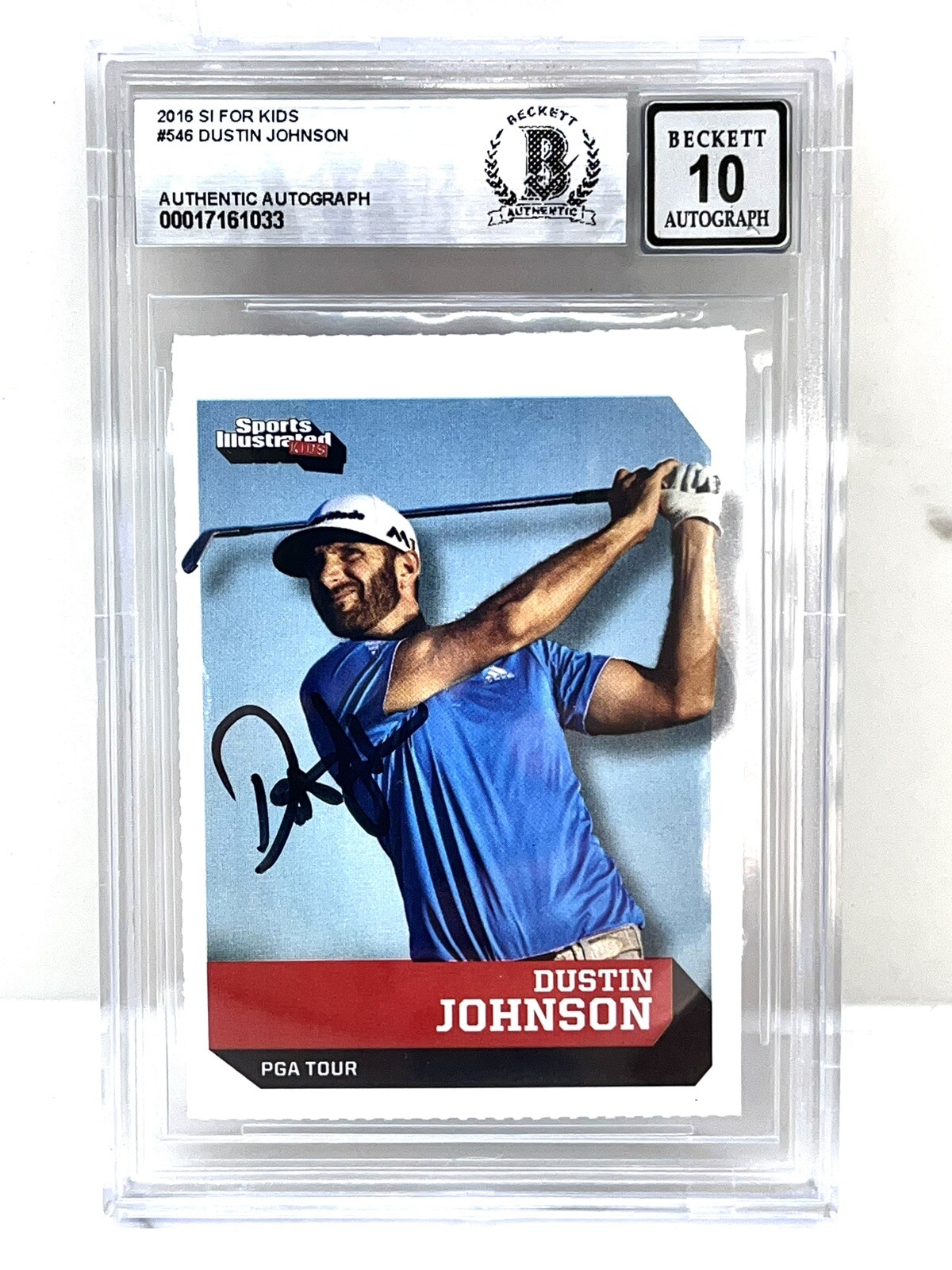 DUSTIN JOHNSON HAND SIGNED ROOKIE CARD Sports Illustrated SI Kids PGA Beckett 10