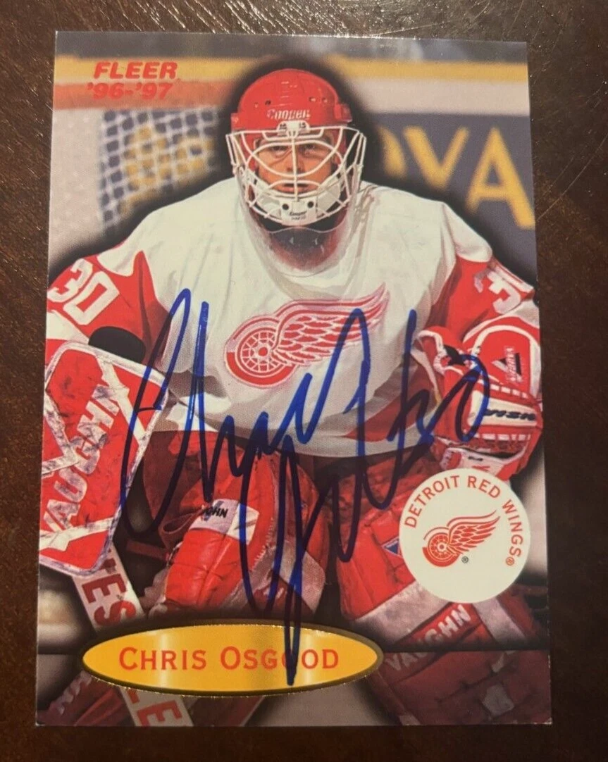1996-97 Fleer Red Wings Hockey Card #33 Chris Osgood signed autographed