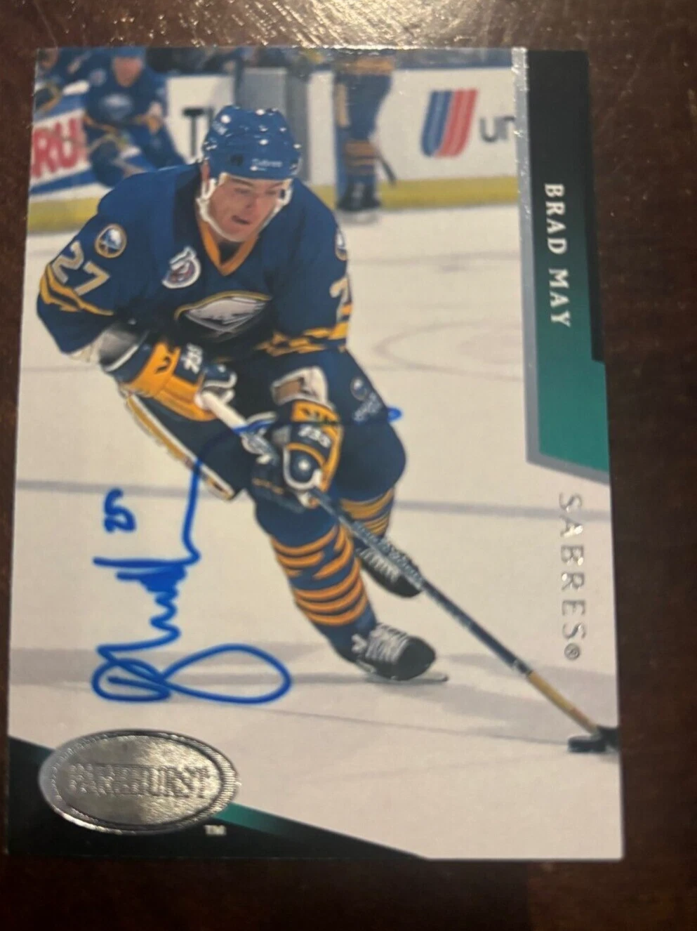 Brad May Signed Autographed 1993/94 Parkhurst Card #27 Buffalo Sabres