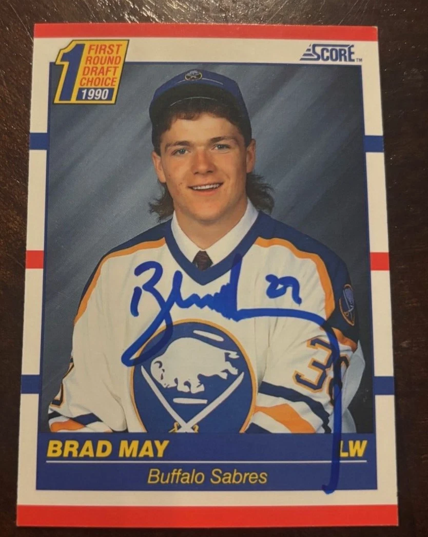# 427 BRAD MAY SIGNED AUTOGRAPHED ROOKIE BUFFALO SABRES 1990-91 SCORE COLLECTIBLE MEMORABILIA
