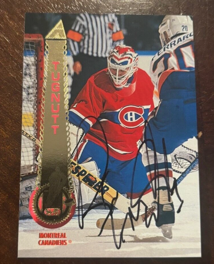 1994-95 Pinnacle Canadiens Hockey Card #172 Ron Tugnutt signed autographed card
