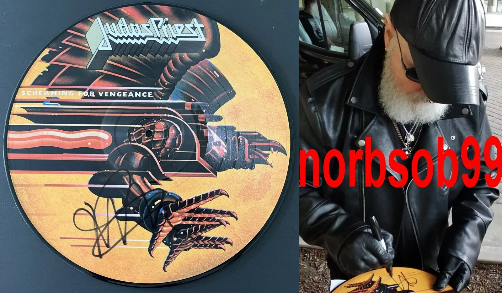 ROB HALFORD SIGNED JUDAS PRIEST SCREAMING FOR VENGEANCE PICTURE DISC w/PROOF COA