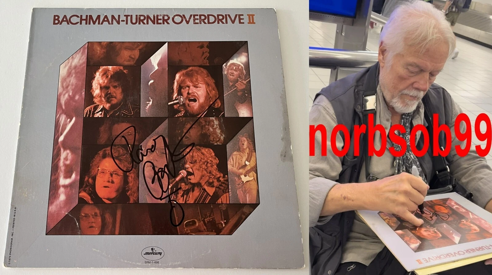 RANDY BACHMAN TURNER OVERDRIVE II SIGNED VINYL ALBUM w/EXACT PROOF & BECKETT COA